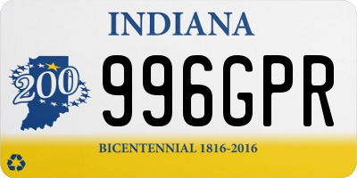 IN license plate 996GPR