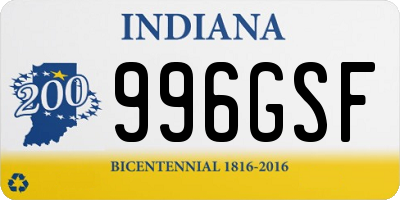 IN license plate 996GSF