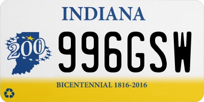 IN license plate 996GSW