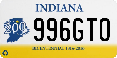 IN license plate 996GTO