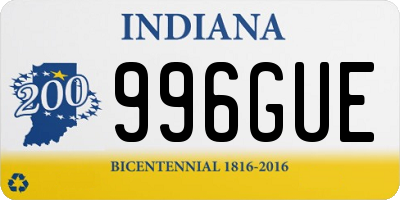 IN license plate 996GUE