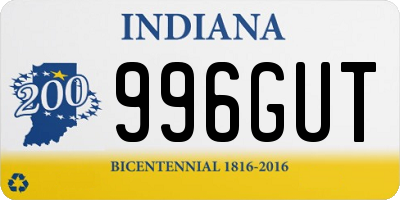 IN license plate 996GUT