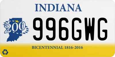 IN license plate 996GWG