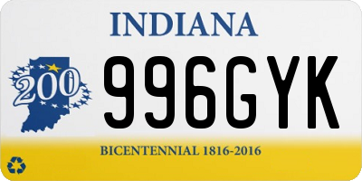 IN license plate 996GYK