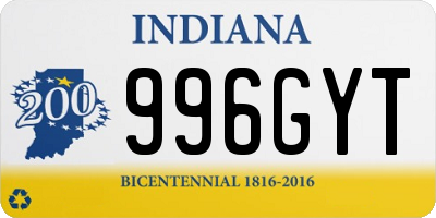 IN license plate 996GYT