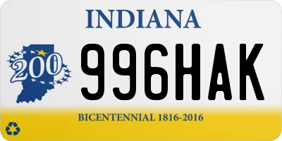 IN license plate 996HAK