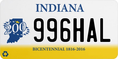 IN license plate 996HAL