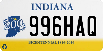 IN license plate 996HAQ