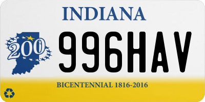 IN license plate 996HAV
