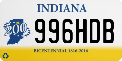 IN license plate 996HDB