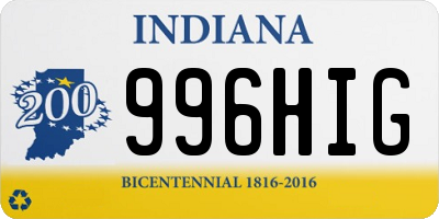 IN license plate 996HIG