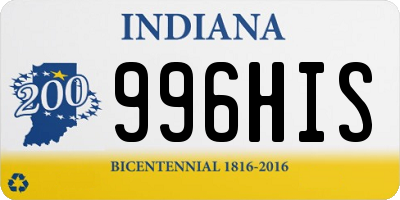 IN license plate 996HIS