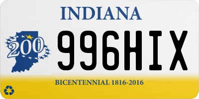 IN license plate 996HIX