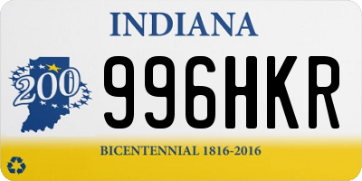 IN license plate 996HKR