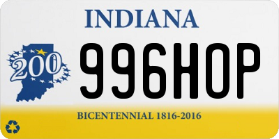 IN license plate 996HOP