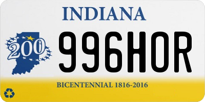 IN license plate 996HOR