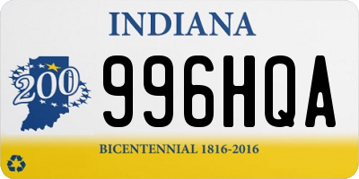 IN license plate 996HQA