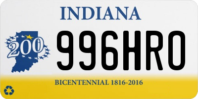 IN license plate 996HRO