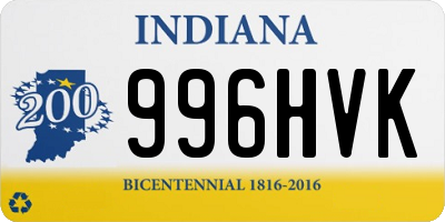 IN license plate 996HVK