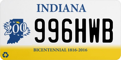 IN license plate 996HWB