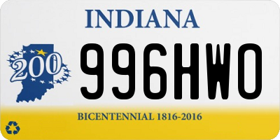 IN license plate 996HWO