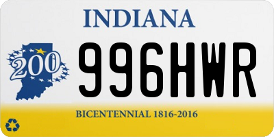 IN license plate 996HWR