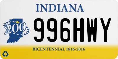 IN license plate 996HWY