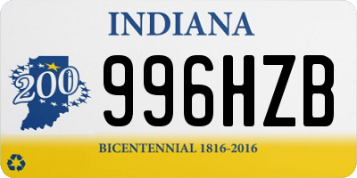 IN license plate 996HZB