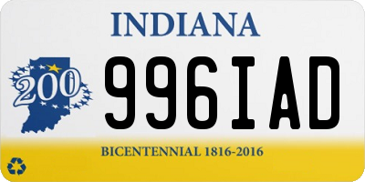 IN license plate 996IAD