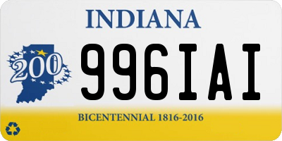 IN license plate 996IAI