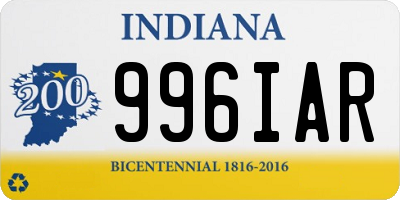 IN license plate 996IAR