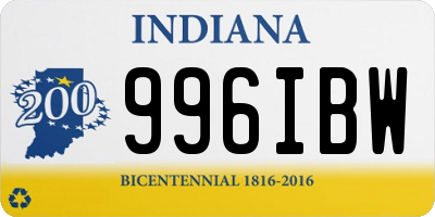IN license plate 996IBW