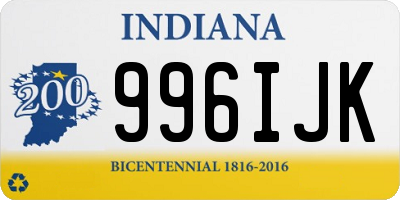 IN license plate 996IJK