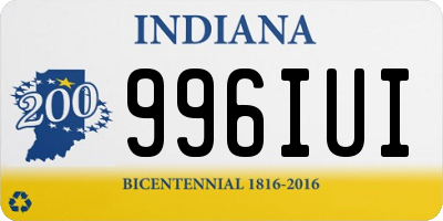 IN license plate 996IUI