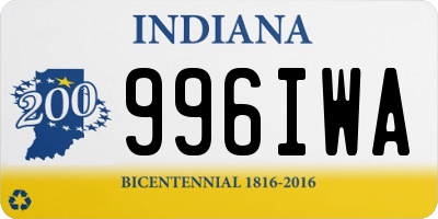 IN license plate 996IWA