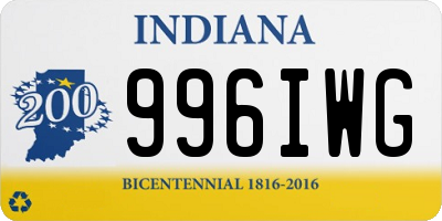 IN license plate 996IWG