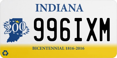 IN license plate 996IXM