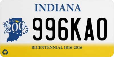 IN license plate 996KAO