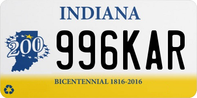 IN license plate 996KAR