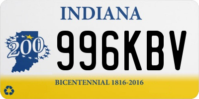 IN license plate 996KBV