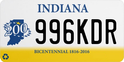 IN license plate 996KDR