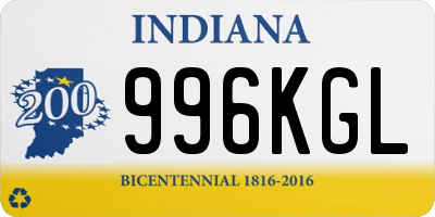 IN license plate 996KGL