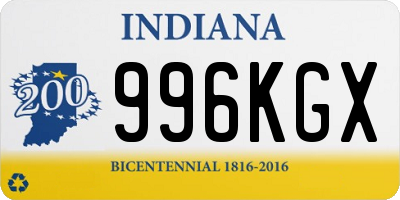 IN license plate 996KGX
