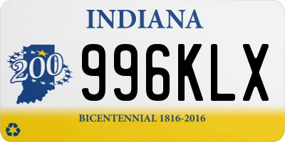IN license plate 996KLX