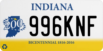 IN license plate 996KNF