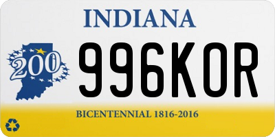 IN license plate 996KOR