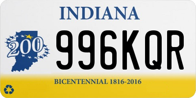 IN license plate 996KQR