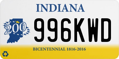 IN license plate 996KWD