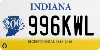 IN license plate 996KWL