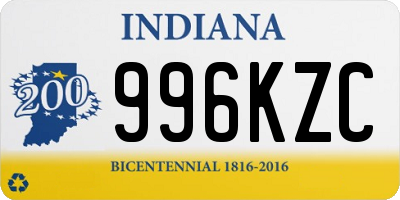 IN license plate 996KZC